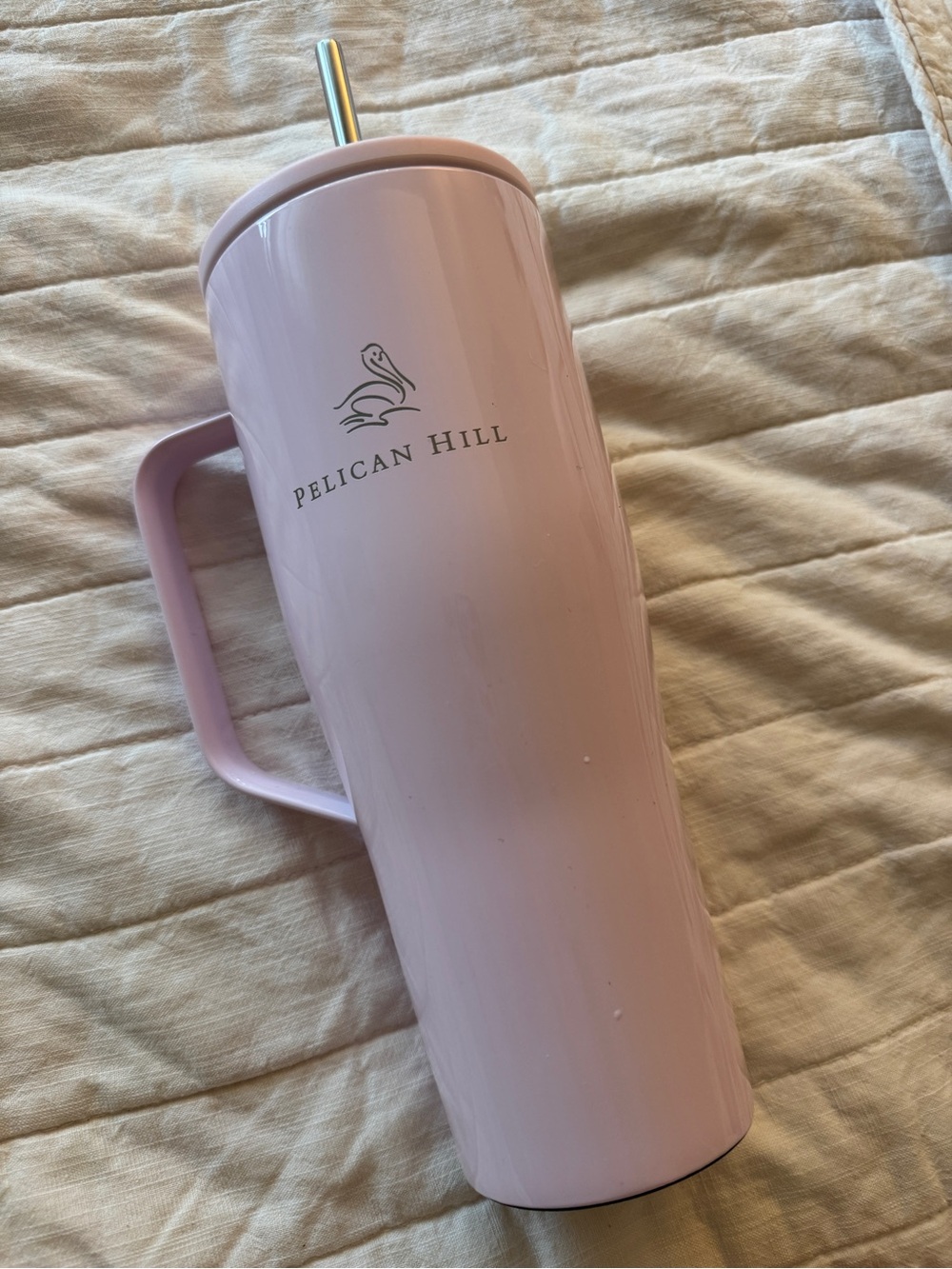 Corkcicle Pink Pelican Hill Handle Tumbler with Straw